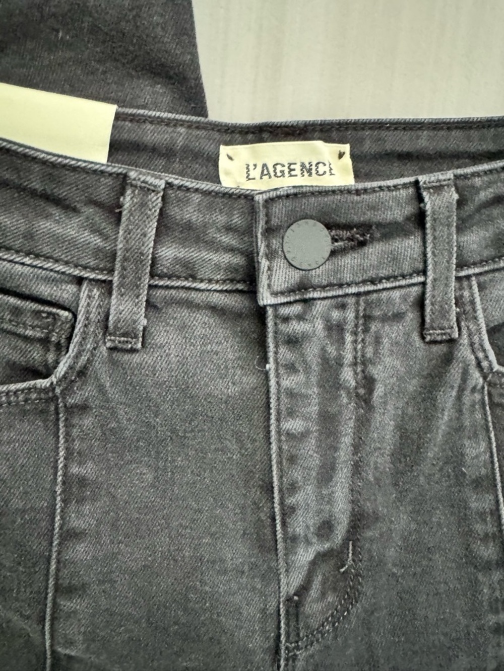 L’Agence Sandy Wide Leg High Rise Jeans Washed Black Denim Pants womens size 23 - Picture 6 of 9